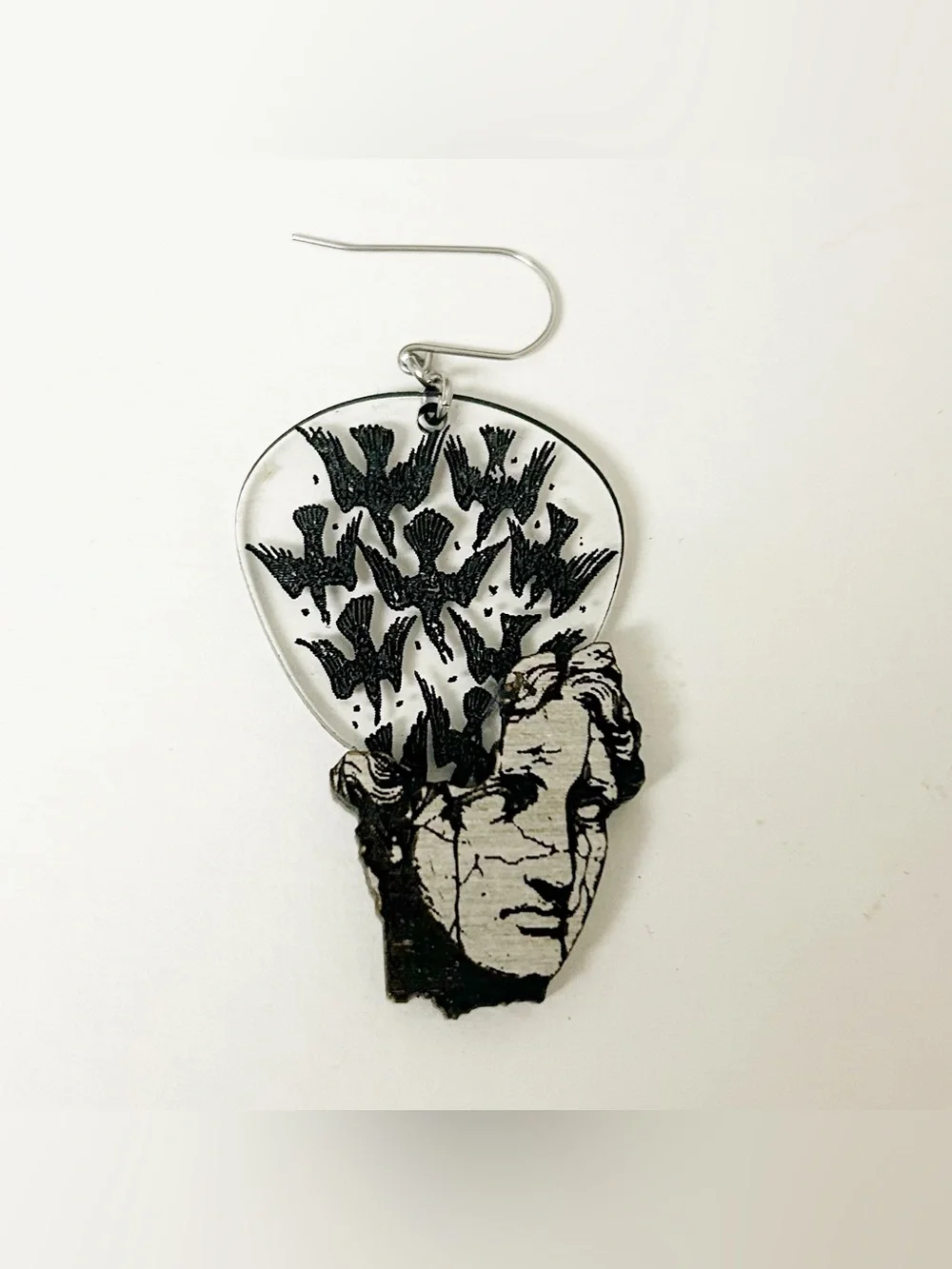 Black & White Surreal Head Drop Earrings